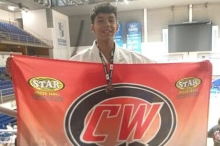 O atleta medalhista Thales Vinicius Moreno