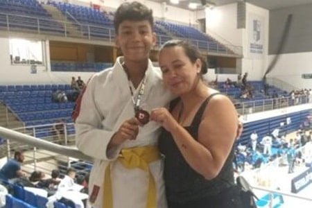 O atleta medalhista, Thales Vinicius Moreno